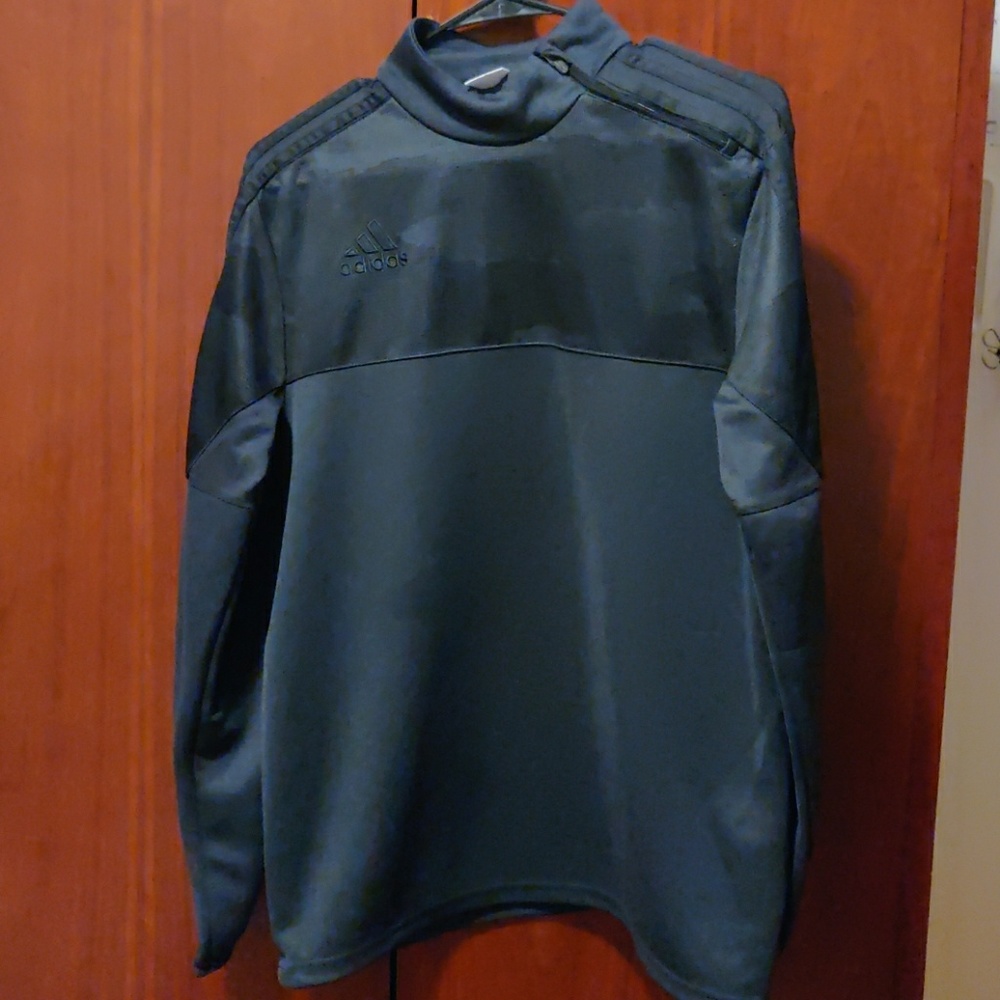 Adidas camo faux mock neck assymetric zip sweater